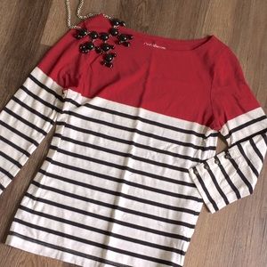 3/4 Sleeved Striped Boatneck Top